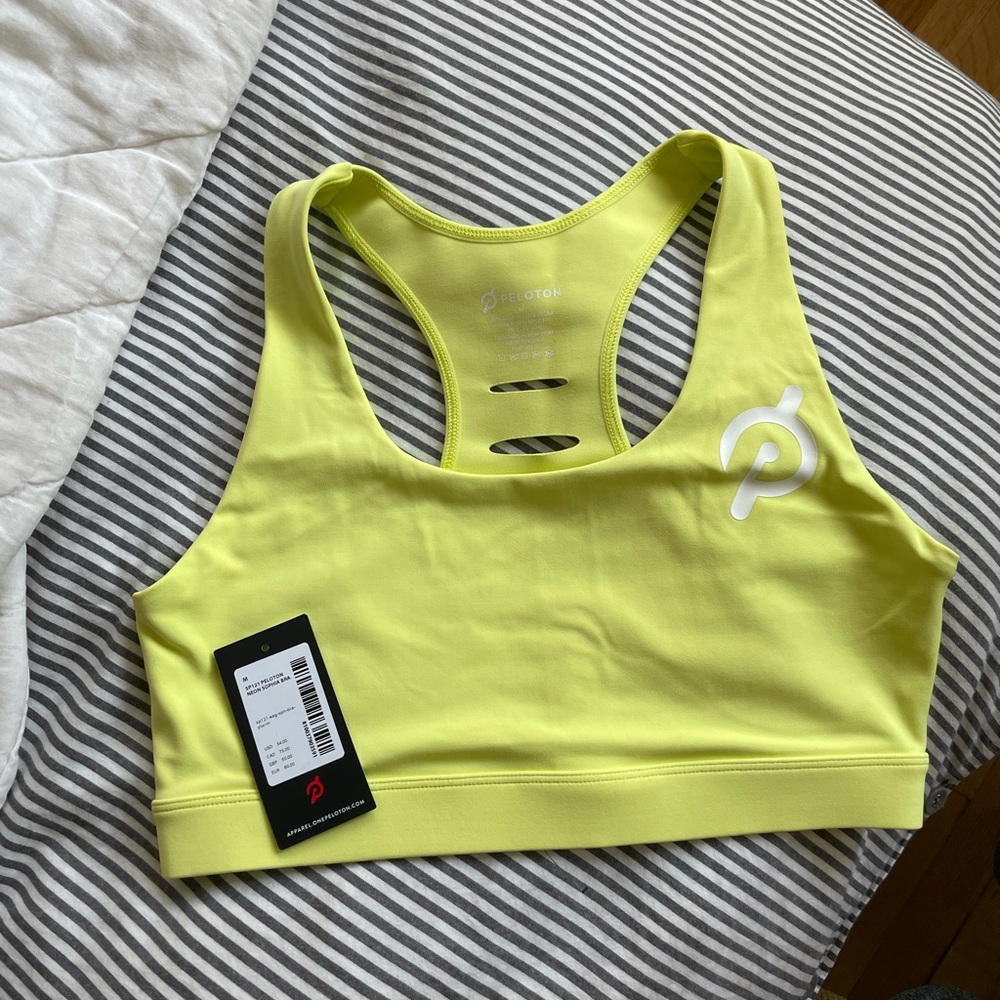 Peloton neon yellow sports bra